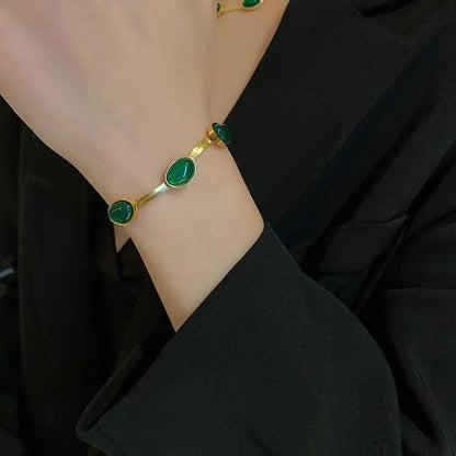 GREEN STONE CYSTAL NECKLACE SET 🎁