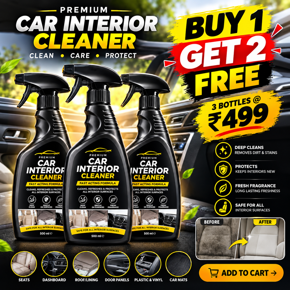 Car Interior Cleaner 💫BUY 1 GET 2 FREE🔥